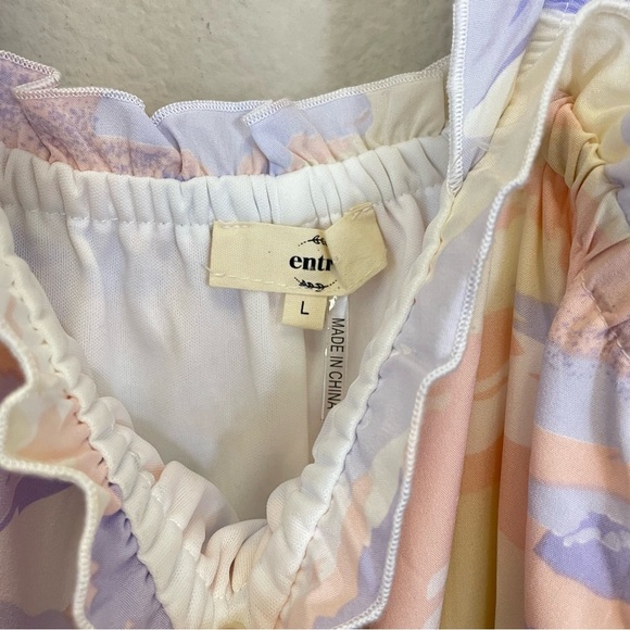 Entro‎ Pastels Squared Neck Sleeves Tiered Mini Dress Size Large - Picture 3 of 7